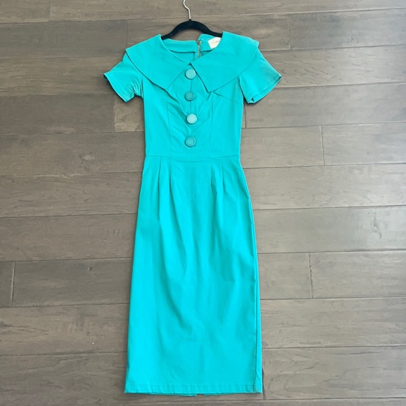 Bettie page teal green vintage style xs dress - Picture 1 of 4